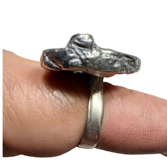 Broken China Ring With Upcycled Silver Spoon Band & Vintage Floral Design Sz 7.5 - Picture 3 of 10